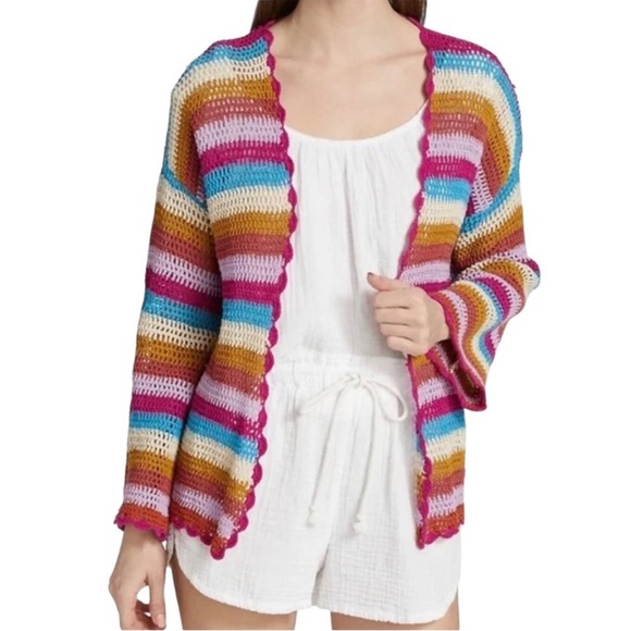 Xirena Stripe Cotton Knit Cardigan Carsyn Size M - Picture 3 of 4